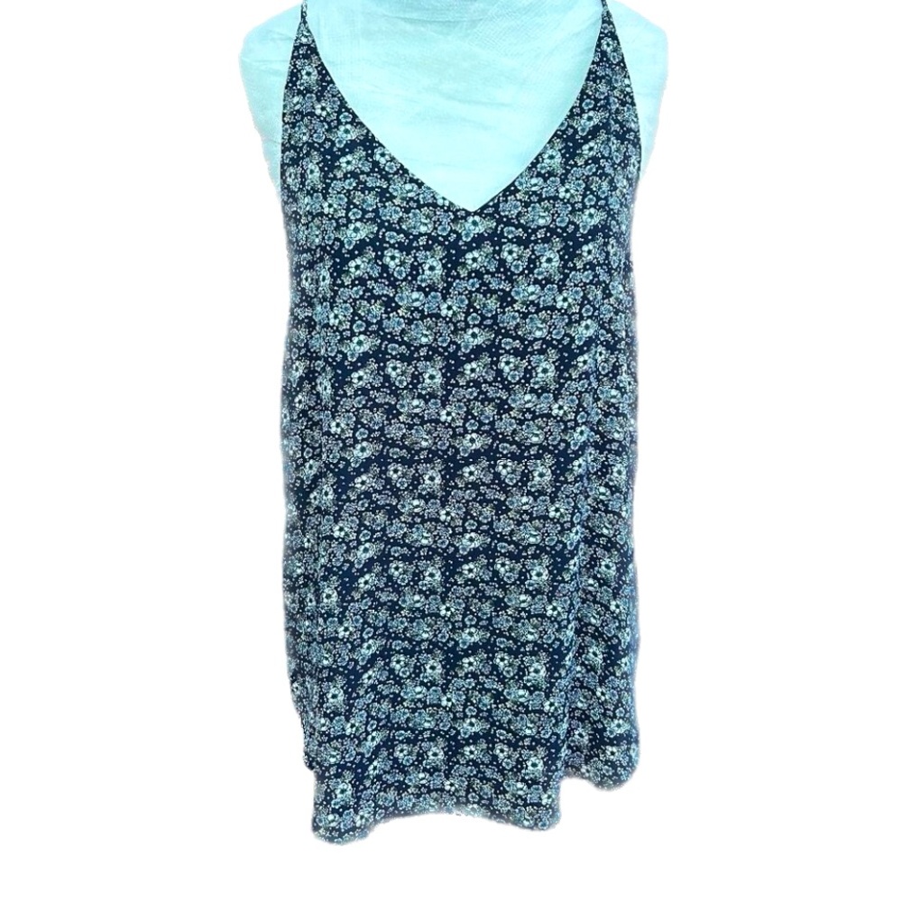 Loft spaghetti strap blue tiny floral print blouse, Small, excellent condition